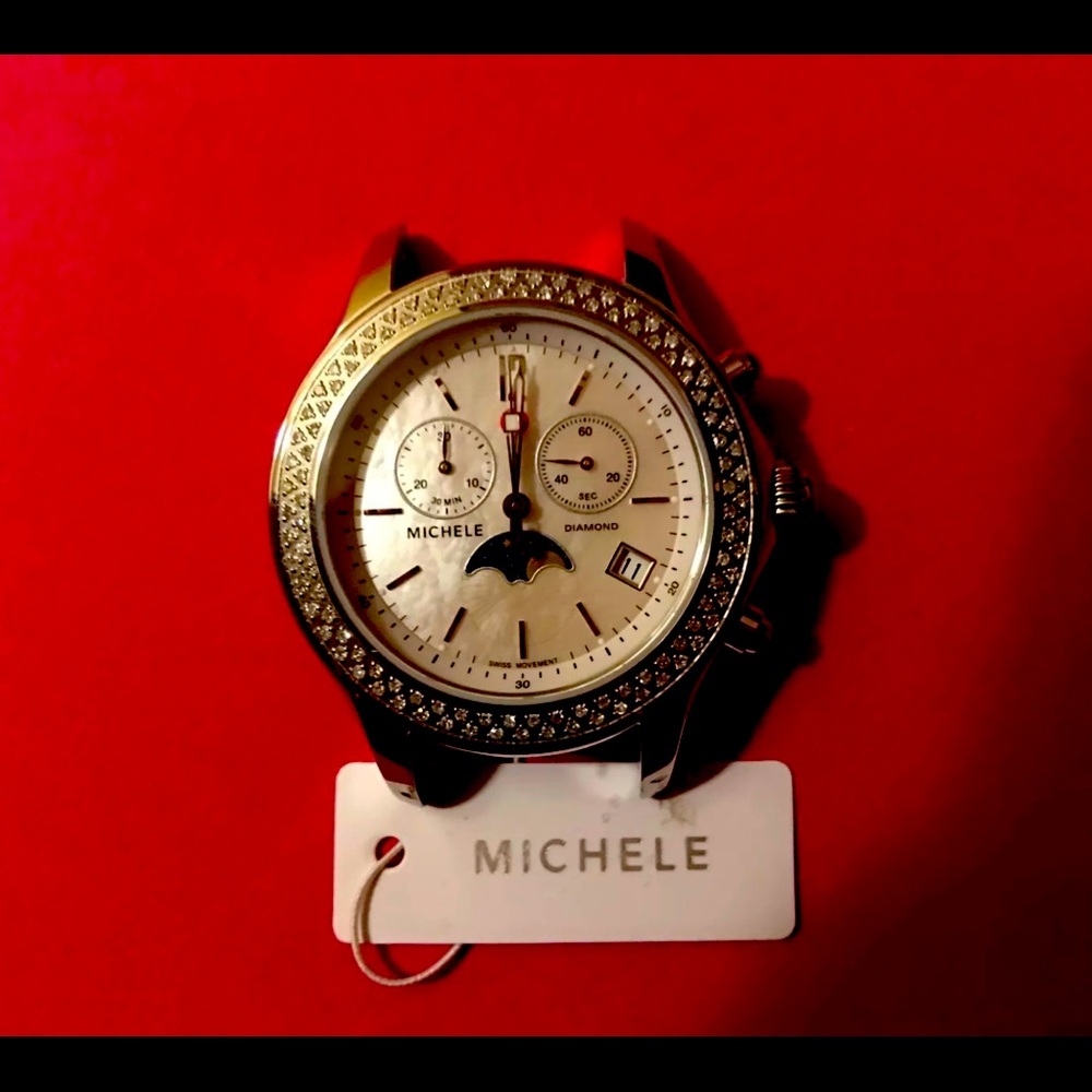 🔥🔥Super RARE🔥🔥 Michele Jetway Moon Phase MOP Dial Diamond Watch